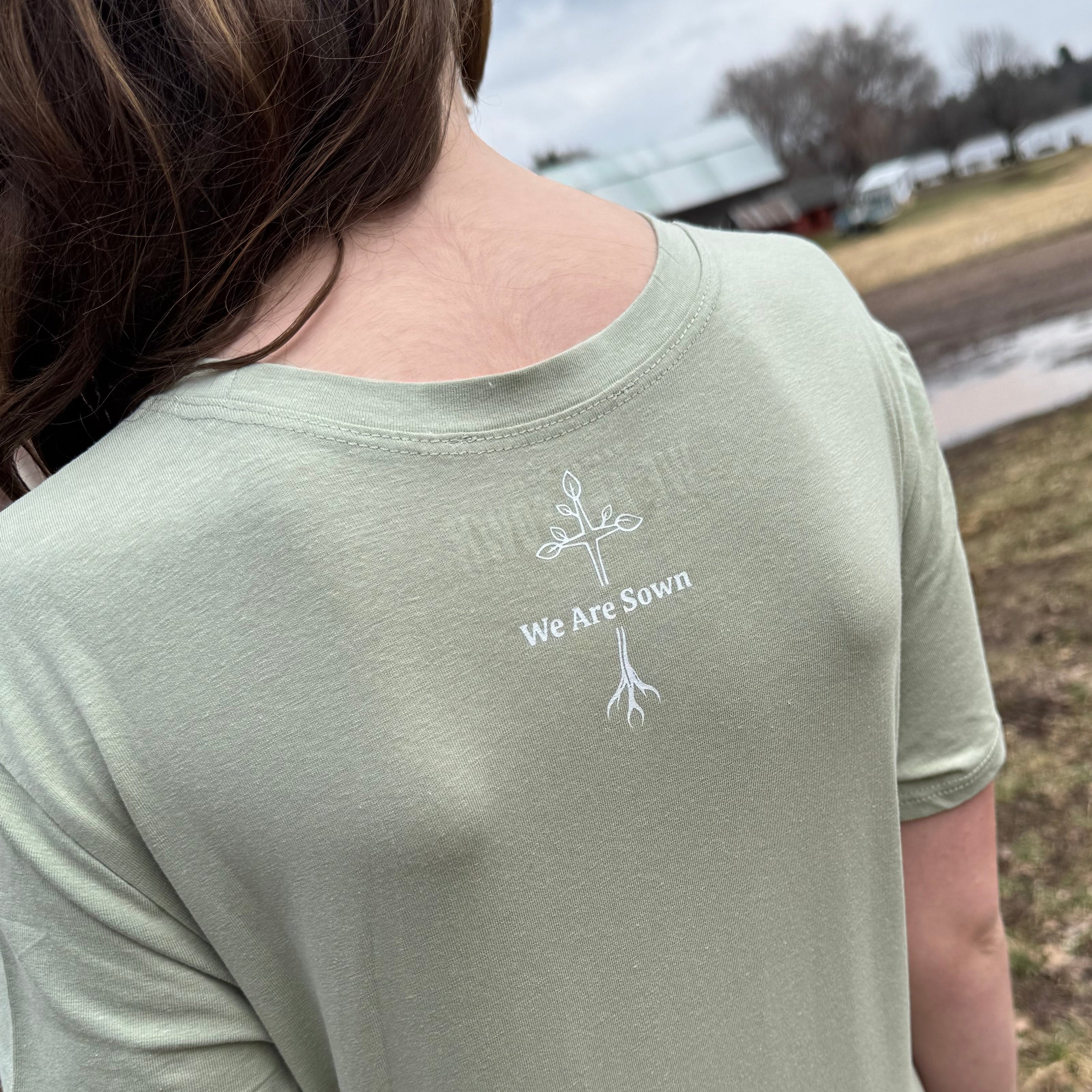 Junior size, small sage, green YHWH T-shirt