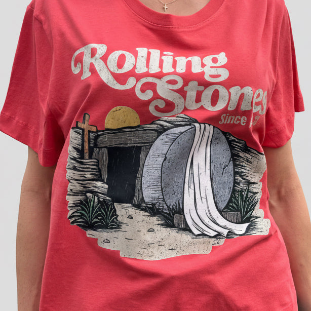 Large red boxy, Rolling Stone T-shirt