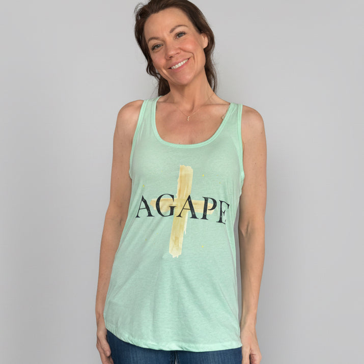 Mint green large racer back agape tank