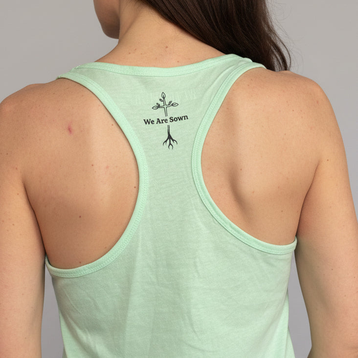 Mint green large racer back agape tank