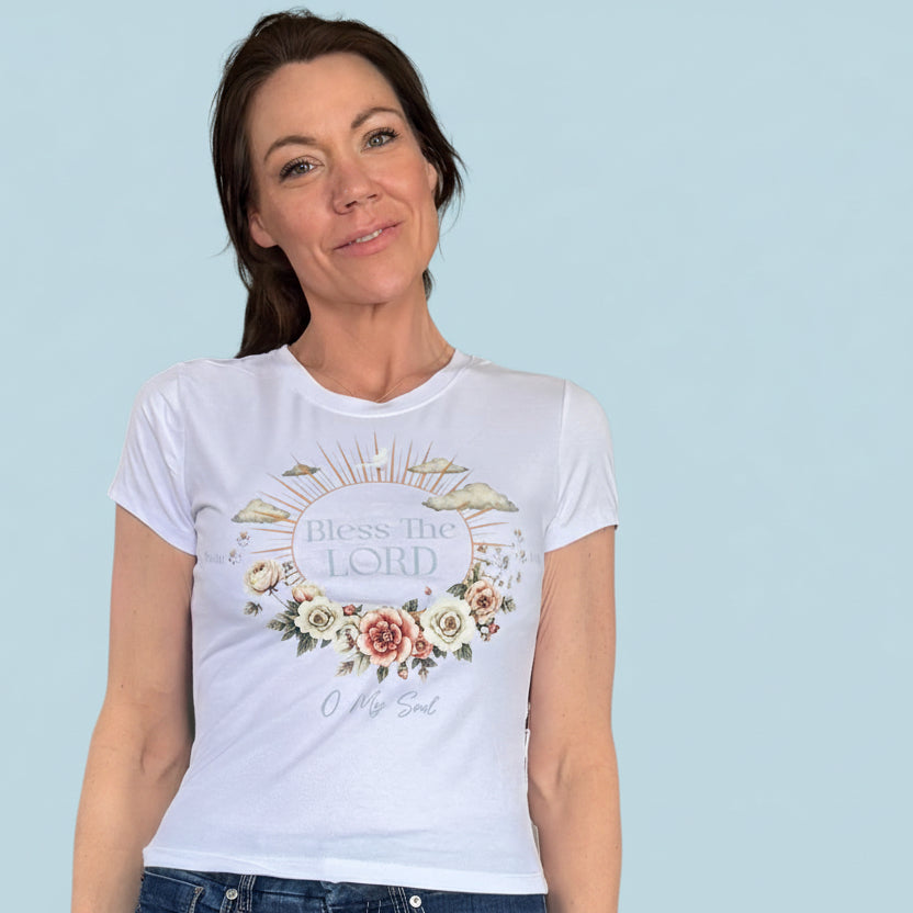 Size small juniors white T-shirt bless my soul