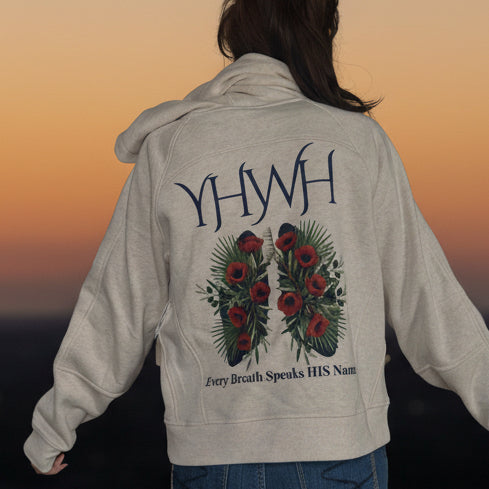 Cream colored size medium zip up hoodie YHWH Palm lungs
