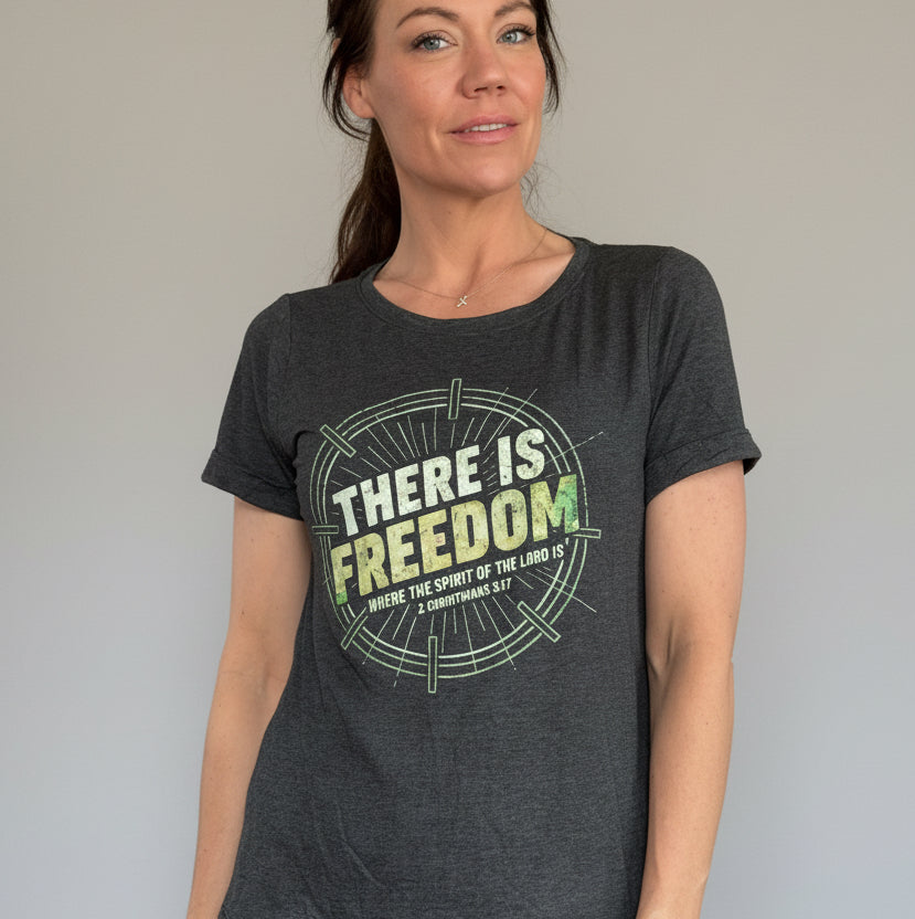 Women’s size medium, dark gray there is freedom T-shirt