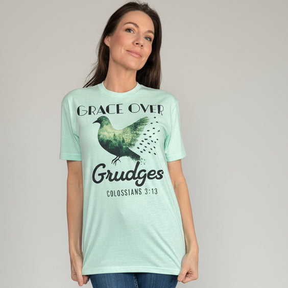 Mint green size small unisex grace over grudges T-shirt