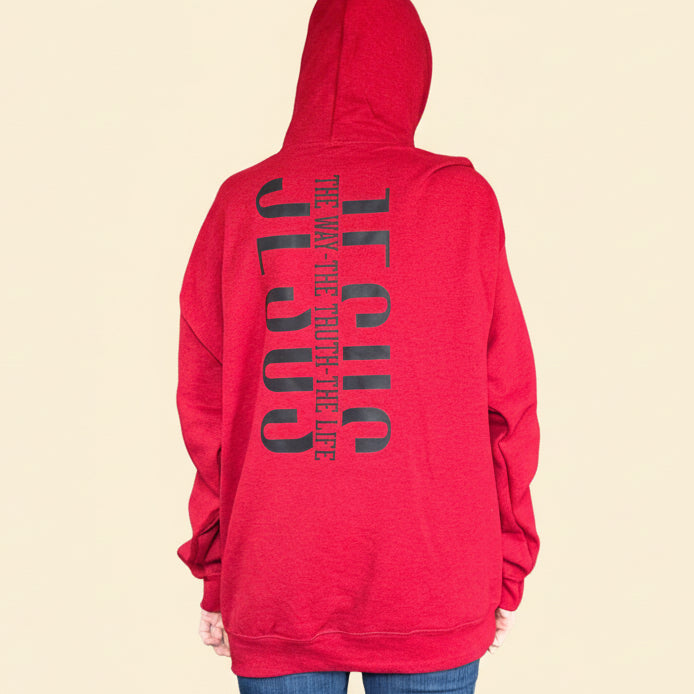 Red size extra large hoodie Jesus, the way, the truth, the life