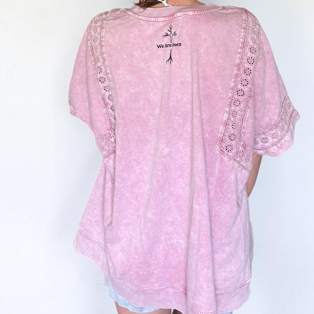Make Heaven Crowded Rose Eyelet Sleeve Top – Faith Inspired Sweatshirt Tee (XL)