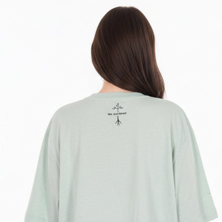 Junior size extra large, sage green- rooted in Christ boxy T-shirt
