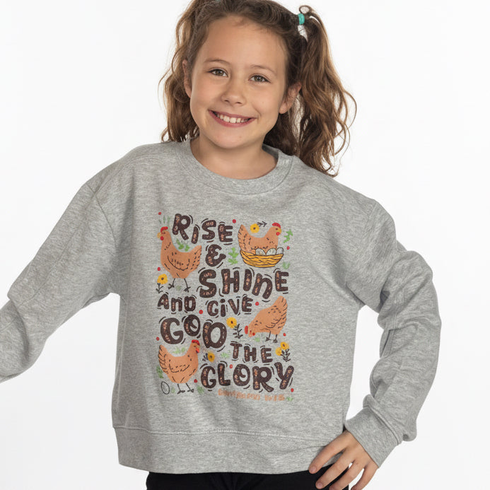 Sport gray youth size large sweatshirt, rise and shine