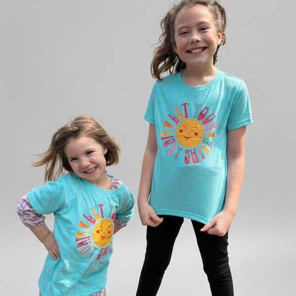 Youth size small light teal let your light shine T-shirt