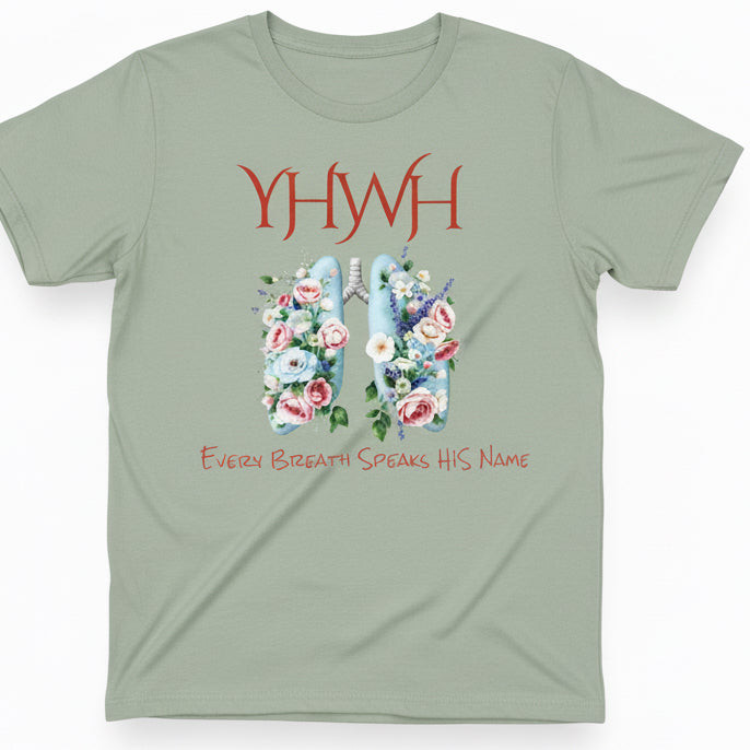 Junior size, small sage, green YHWH T-shirt