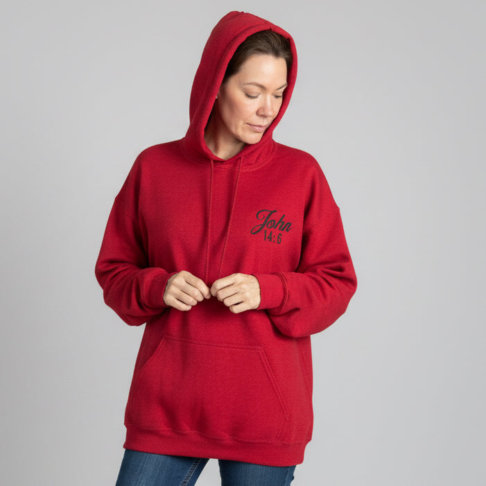 Red size extra large hoodie Jesus, the way, the truth, the life