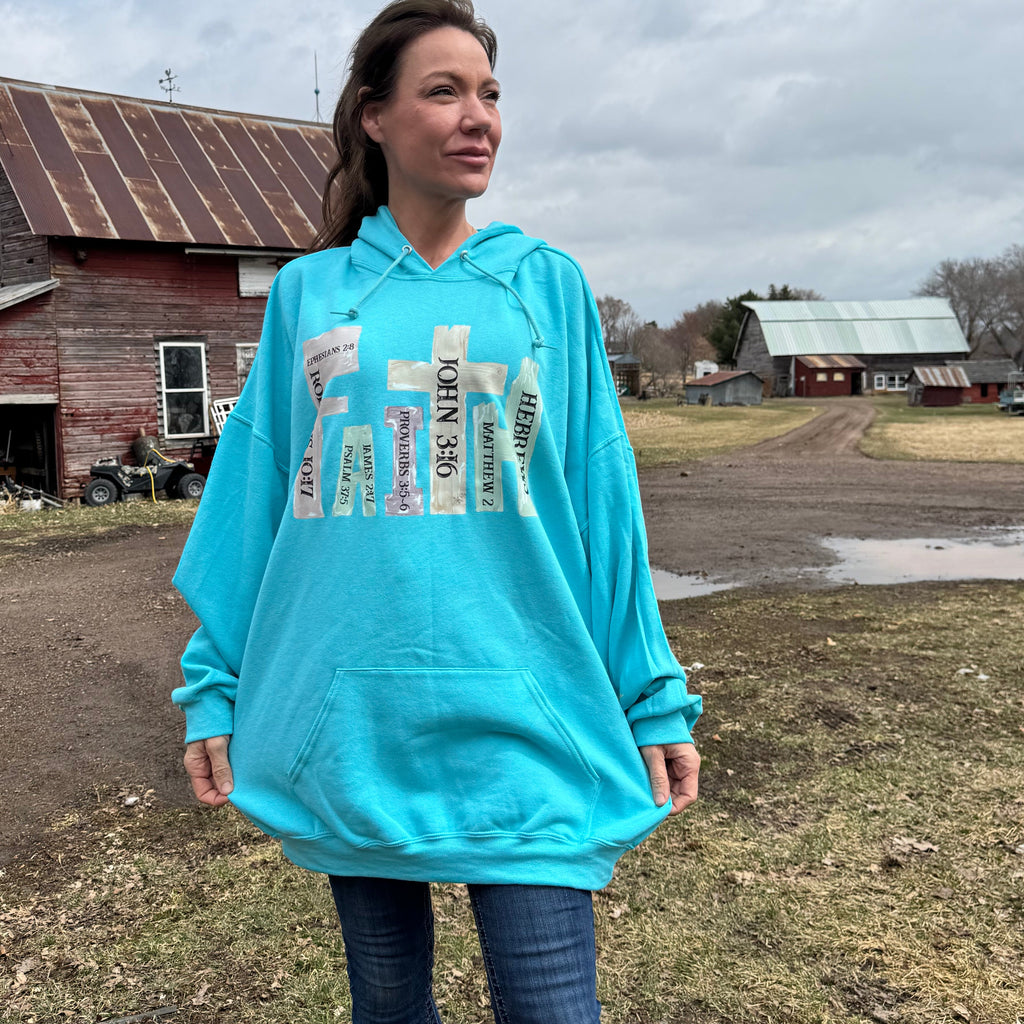 XXXL scuba blue hoodie FAITH