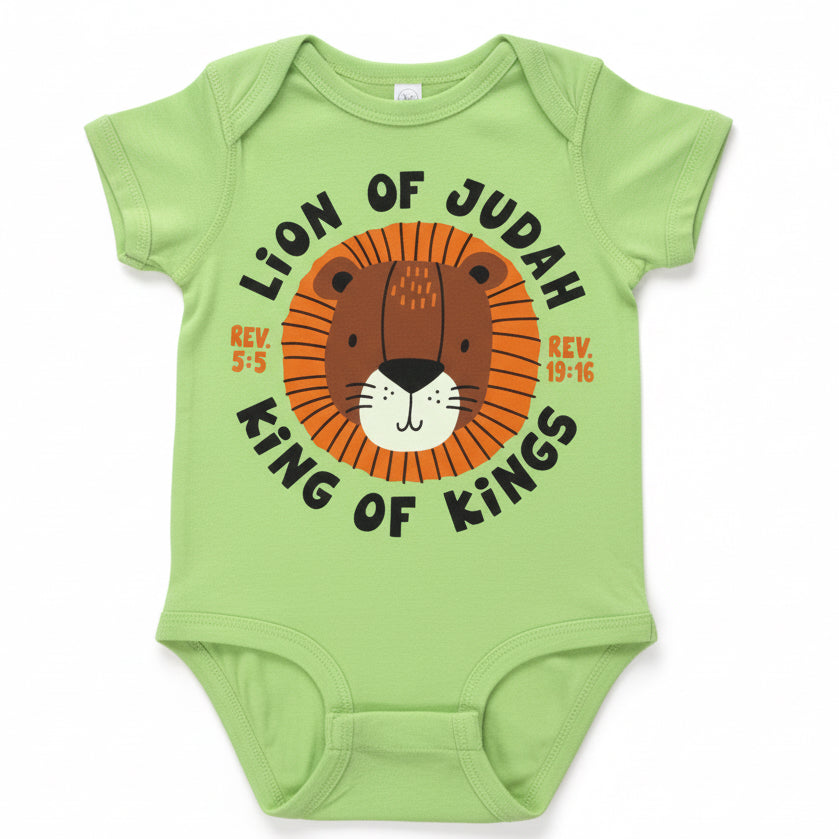 Green 18 month lion of Judah king of Kings onesie