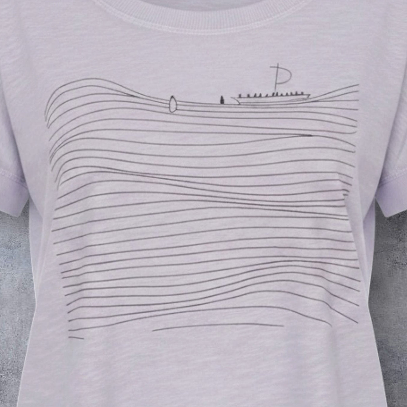 Faith Over Fear Bat Sleeve Tee – Walking on Water Lavender Cotton Top (Large)