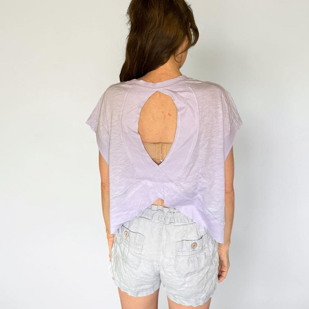 Created With a Purpose Lavender Bat Sleeve Tee – Faith Inspired Cotton Top (Small)
