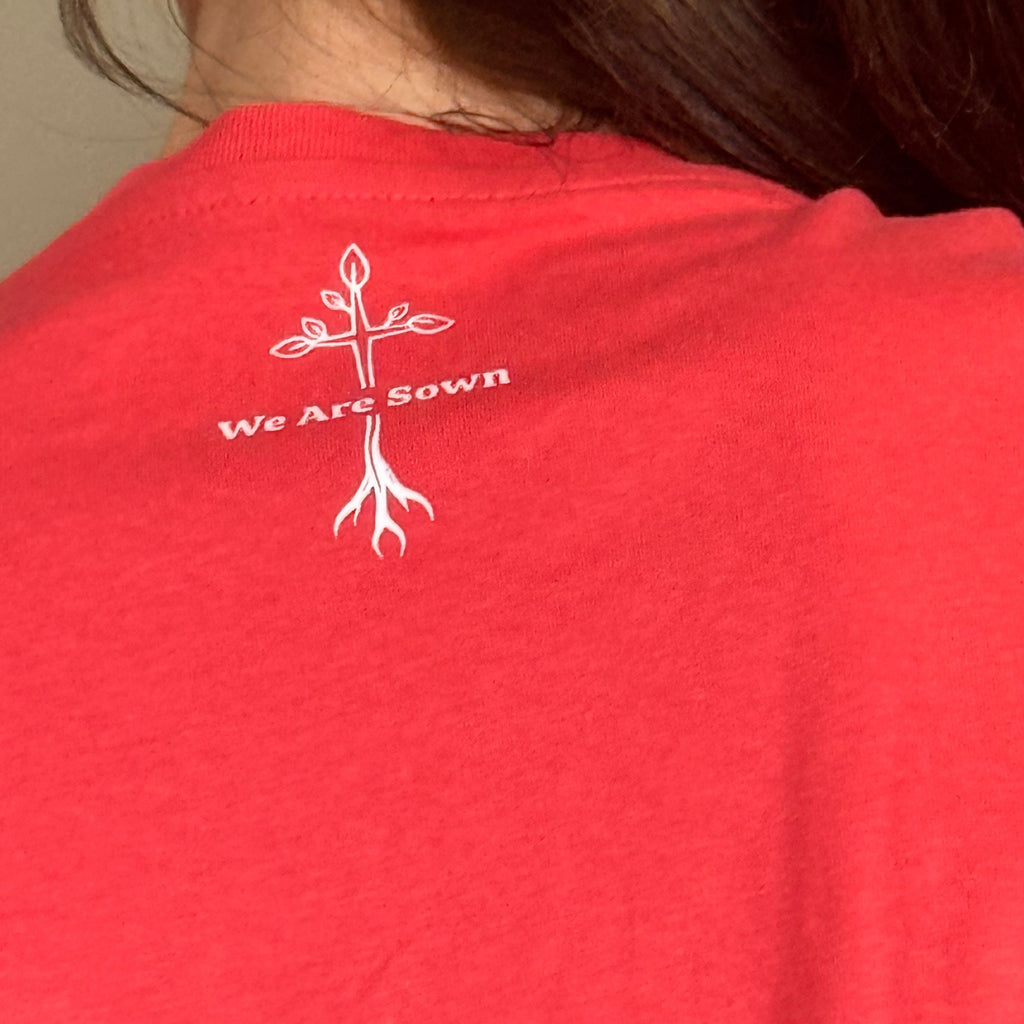Large red boxy Godfidence T-shirt