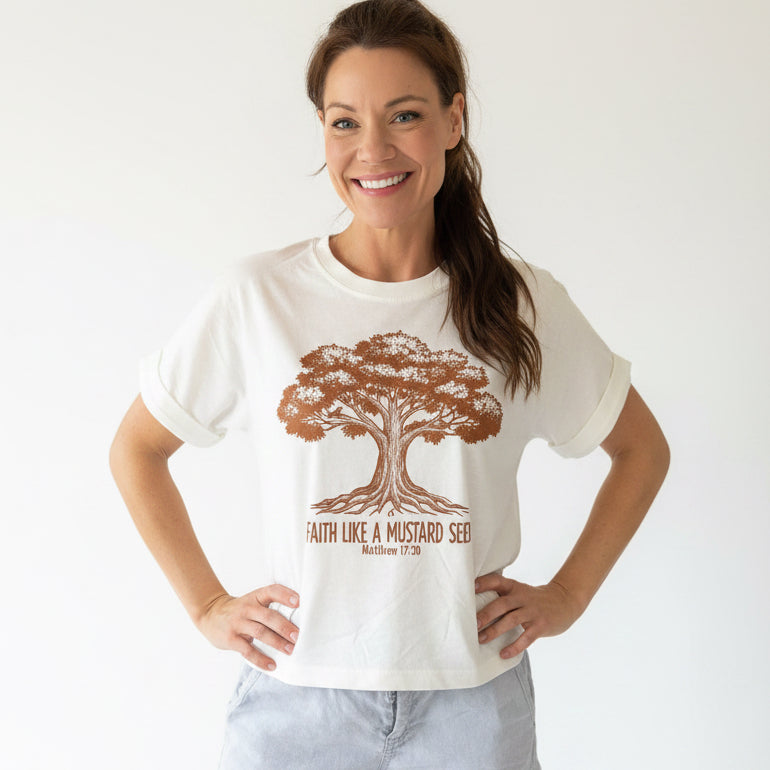 Faith Like a Mustard Seed Tee – Natural Cotton Faith Shirt (Small)
