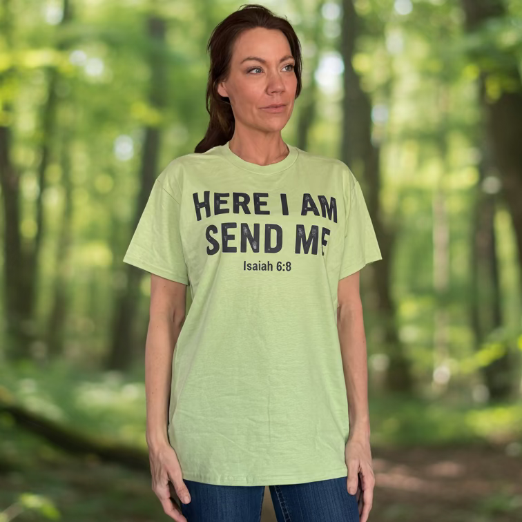 Here I am send me regular T-shirt, mint lime green