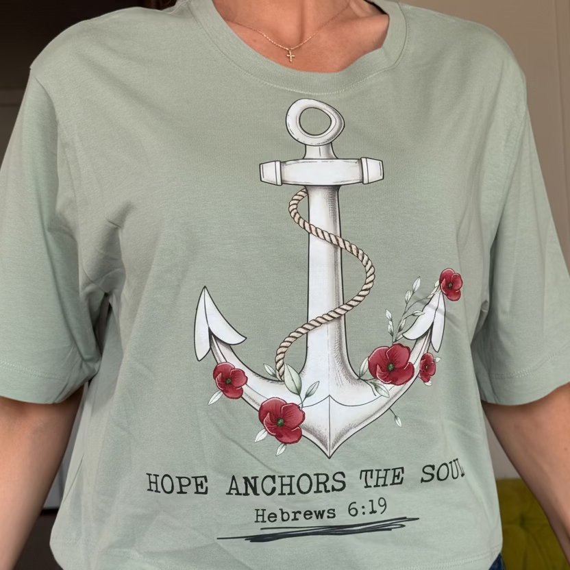 Hope anchors of the soul, sage green size medium