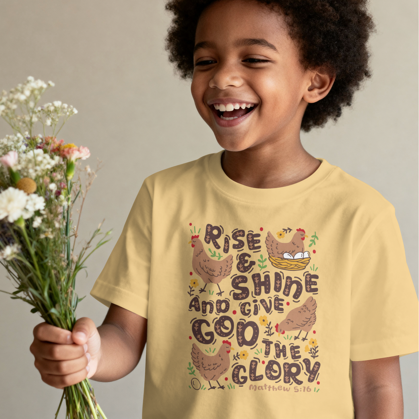 Rise & Shine Kids Tee – “Give God the Glory”