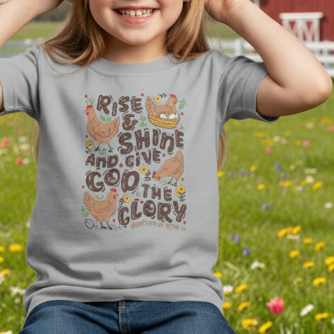Rise & Shine Kids Tee – “Give God the Glory”