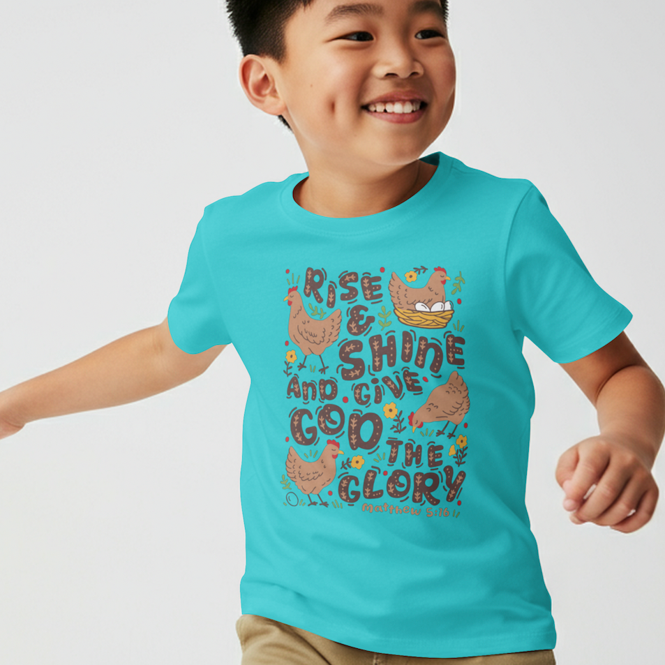 Rise & Shine Kids Tee – “Give God the Glory”