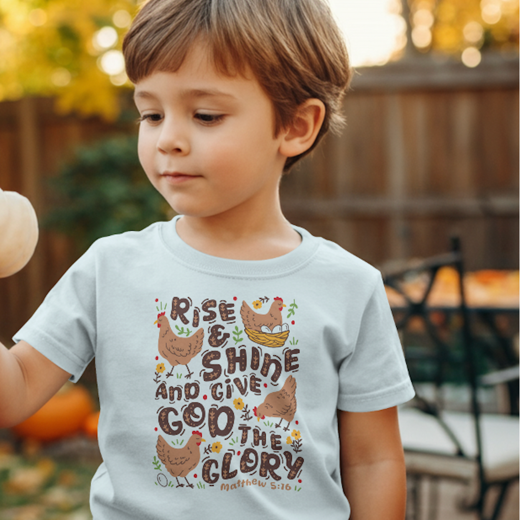 Rise & Shine Kids Tee – “Give God the Glory”