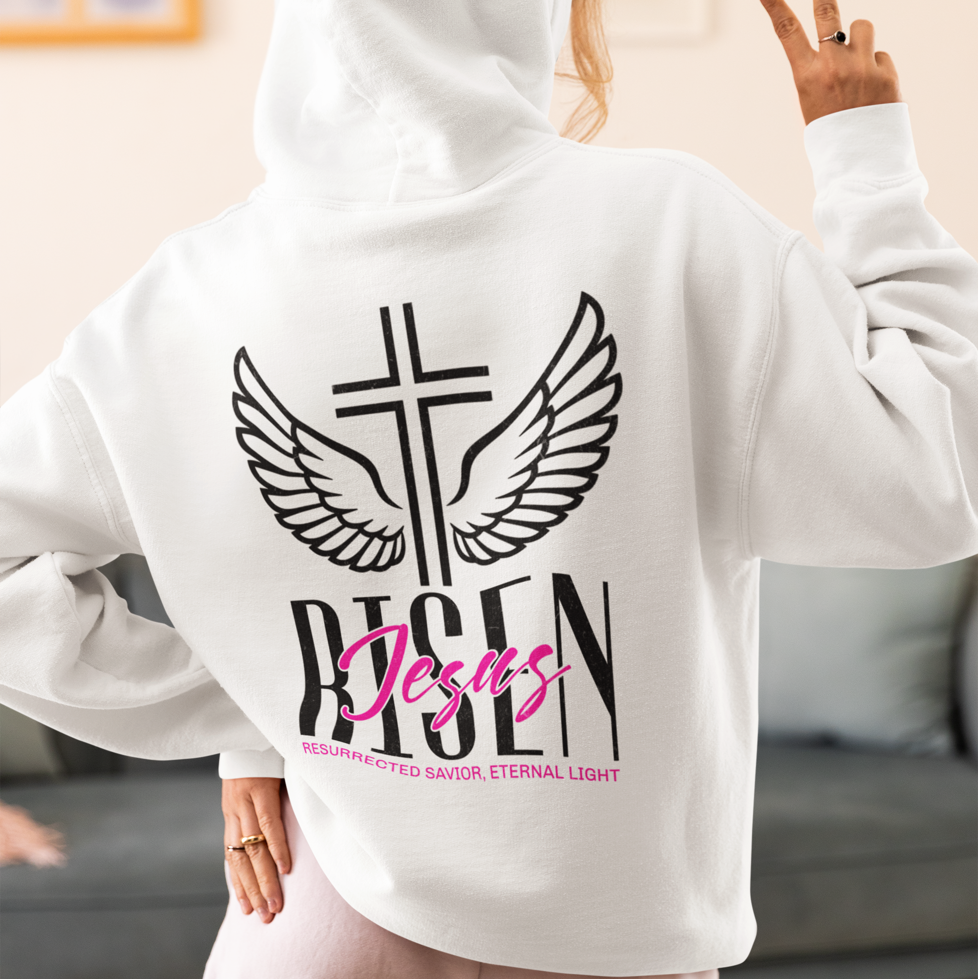 Risen Cross Dove Wings-Hoodie