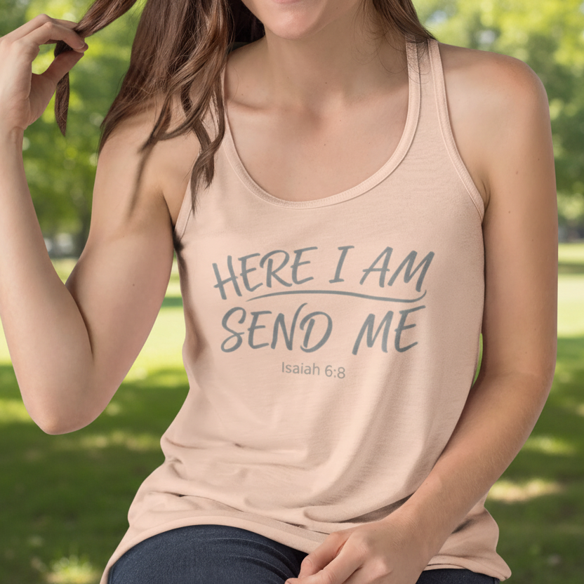 Here I Am, Send Me – Flowy Racerback Tank
