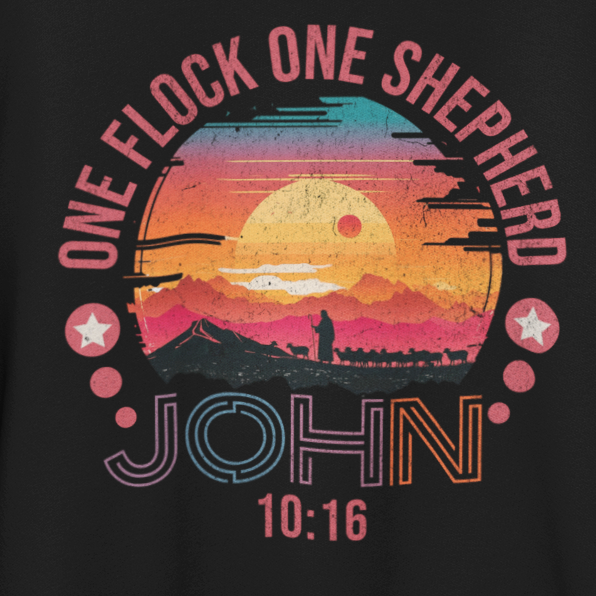 One Flock, One Shepherd | Vintage Christian Silhouette Crewneck Sweatshirt